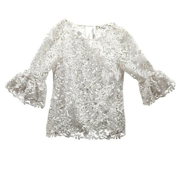 Boden Lace Blouse. Size  4 Elegant timeless Flared sleeves Cottage Country Fairy - Picture 1 of 9